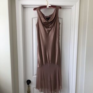 A stunning silk evening dress in dusty rose